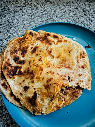 Delicious Amritsari Kulcha Naan at The Punjab Parantha Hut in Edmonton, AB